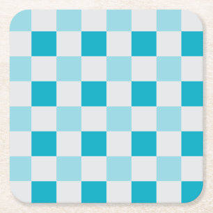 Porta-copo De Papel Quadrado Padrão De Quadro De Verificação Branco E Azul