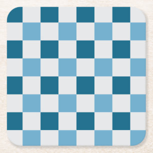 Porta-copo De Papel Quadrado Padrão De Quadro De Verificação Branco E Azul