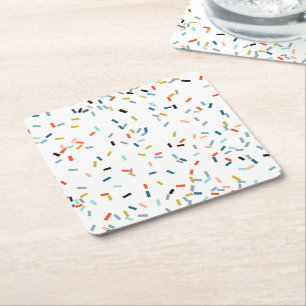 Porta-copo De Papel Quadrado Padrão de queda de Confetti colorido