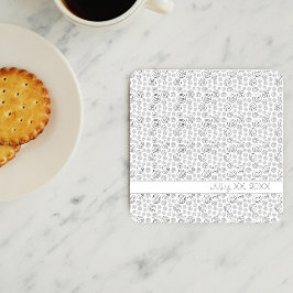 Porta-copo De Papel Quadrado Padrão de Redemoinhos Geométricos Preto Monocromát