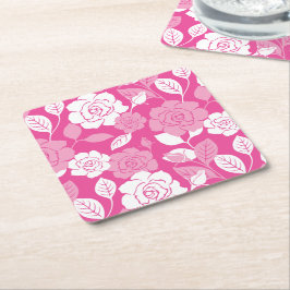 PORTA-COPO DE PAPEL QUADRADO PADRÃO DE ROSA (ROSA)