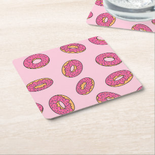 Porta-copo De Papel Quadrado Padrão de Rosquinha do pulverizador rosa