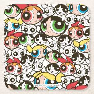 Porta-copo De Papel Quadrado Padrão de Rosto das Raparigas Powerpuff