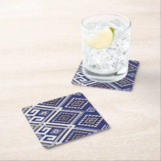 Porta-copo De Papel Quadrado Padrão de Superfície com Motivo Tribal Azul Naval