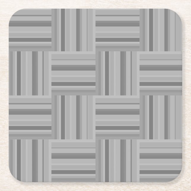 Porta-copo De Papel Quadrado padrão de tecelagem das faixas de cinza (Frente)