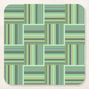Porta-copo De Papel Quadrado Padrão de tecelagem de listras verdes-oliva
