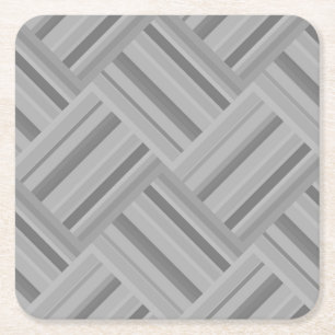 Porta-copo De Papel Quadrado padrão de tecelagem diagonal das faixas de cinza