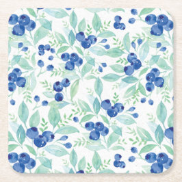 Porta-copo De Papel Quadrado Padrão de Verão Rustic Blueberry Berry