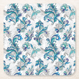 Porta-copo De Papel Quadrado Padrão de Vintagem da Porta Floral Pastel.