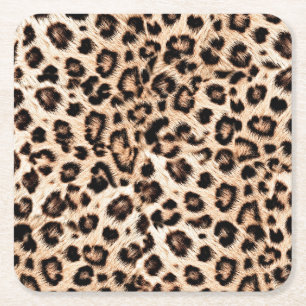 Porta-copo De Papel Quadrado Padrão Design de Leopardo: Elegância Selvagem.