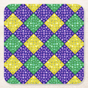 Porta-copo De Papel Quadrado Padrão do Carnaval do Mardi Gras Harlequin Diamond