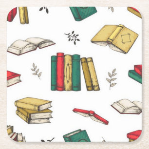 Porta-copo De Papel Quadrado Padrão do livro