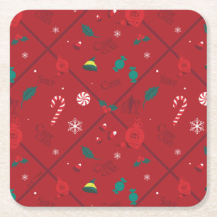 Porta-copo De Papel Quadrado Padrão do Verificador Elf Candy