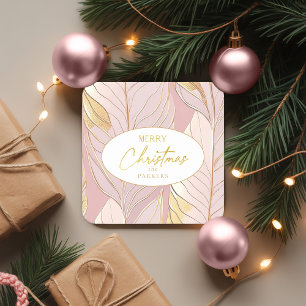 Porta-copo De Papel Quadrado Padrão Dourado de Natal rosa nº 29 ID1009