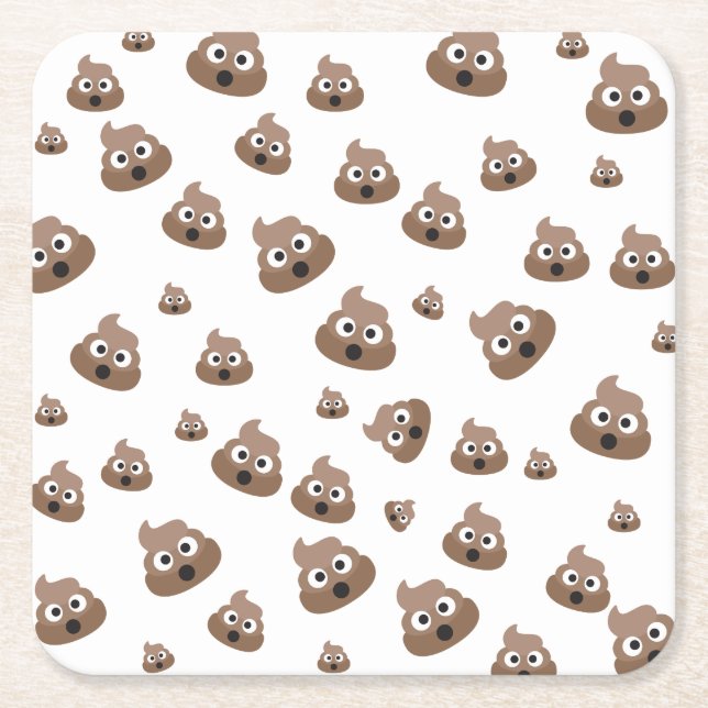 Porta-copo De Papel Quadrado Padrão Emoji De Poop Bonito (Frente)