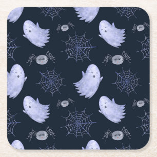Porta-copo De Papel Quadrado Padrão Engraçado de Halloween de Aranha Fantasma.