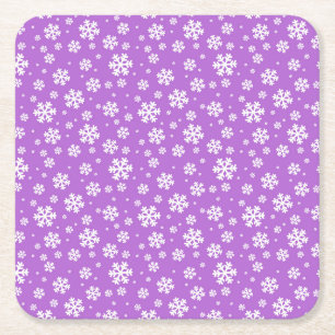 Porta-copo De Papel Quadrado Padrão Festivo de Flocos de Neve de Inverno Roxo e
