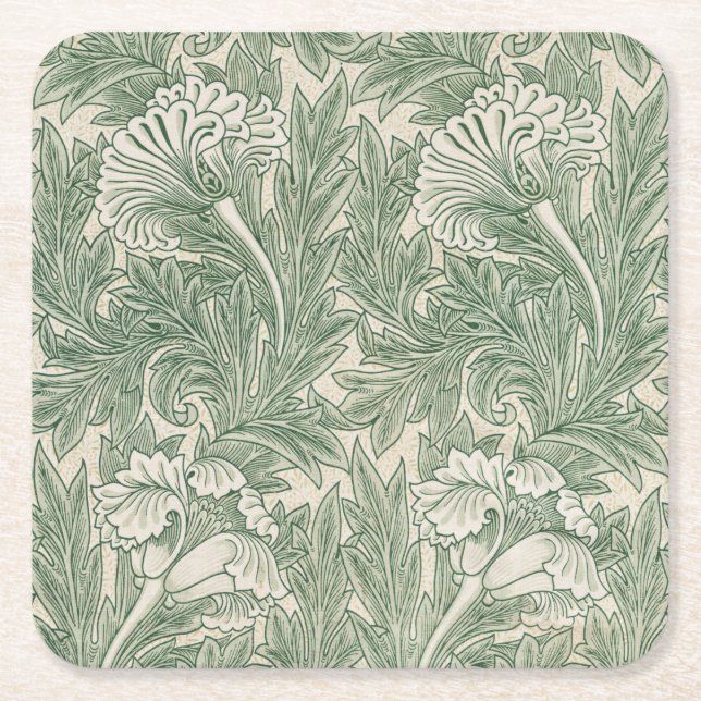 Porta-copo De Papel Quadrado Padrão Flor, William Morris (Frente)