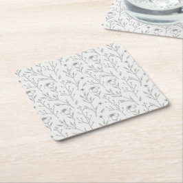 Porta-copo De Papel Quadrado Padrão Floral Botânico Vitoriano Escuro e Sombrio