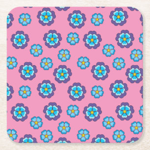 Porta-copo De Papel Quadrado Padrão Floral Cor-de-Rosa Azul