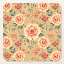 Porta-copo De Papel Quadrado padrão floral cor-de-rosa poeirento suave