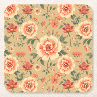 Porta-copo De Papel Quadrado padrão floral cor-de-rosa poeirento suave
