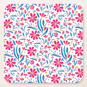 Porta-copo De Papel Quadrado Padrão Floral de Uplifting por Aquarela