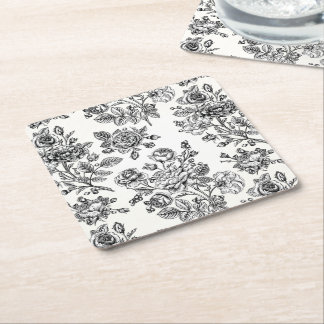 Porta-copo De Papel Quadrado Padrão Floral do Vintage Rosa