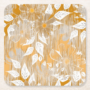 Porta-copo De Papel Quadrado Padrão floral elegante.