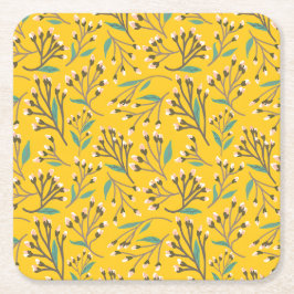 Porta-copo De Papel Quadrado Padrão floral em ramos e botões delicados