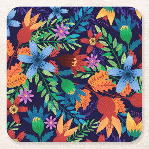 Porta-copo De Papel Quadrado Padrão Floral Exótico Colorido-32436