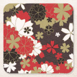Porta-copo De Papel Quadrado Padrão Floral Japonês Sakura Art Vintage<br><div class="desc">Porta copos de papel quadrada com sakura japonesa sem costura.</div>