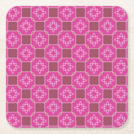 Porta-copo De Papel Quadrado Padrão Floral Sem Costura Estrela Arabesco Rosa