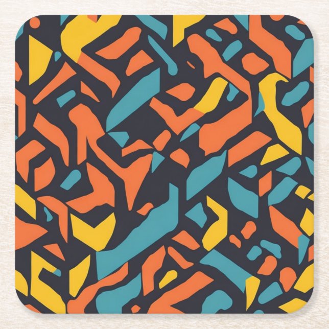 Porta-copo De Papel Quadrado Padrão geométrico (Frente)