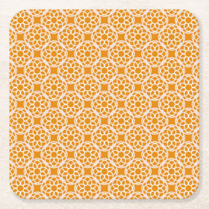 Porta-copo De Papel Quadrado Padrão Geométrico Branco Laranja Sem Olhos