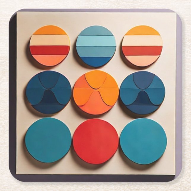 Porta-copo De Papel Quadrado Padrão Geométrico do Meio século Moderno (Frente)