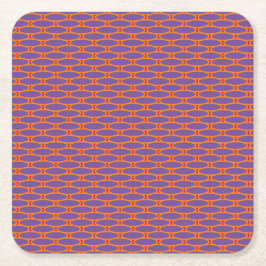 Porta-copo De Papel Quadrado Padrão Geométrico Retroativo Vermelho Laranja Roxo