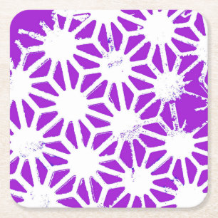 Porta-copo De Papel Quadrado Padrão geométrico roxo real