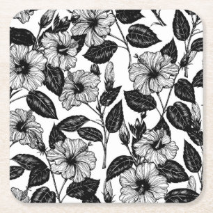 Porta-copo De Papel Quadrado Padrão Hibiscus