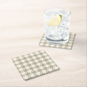 Porta-copo De Papel Quadrado Padrão Houndstooth Green+Cream Lg