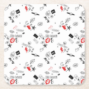 Porta-copo De Papel Quadrado Padrão legal de Rock Retro Punk