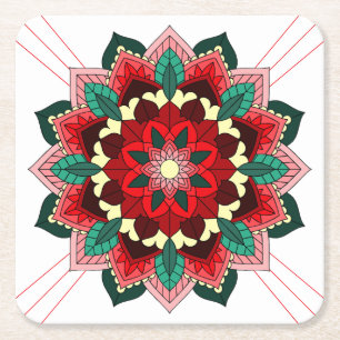 Porta-copo De Papel Quadrado Padrão Mandala 02 na Porta copos de papel quadrada