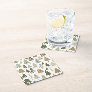 Porta-copo De Papel Quadrado Padrão moderno da árvore de Natal
