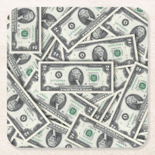 Porta-copo De Papel Quadrado Padrão Monetário de Nota de $2
