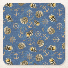 Porta-copo De Papel Quadrado padrão náutico azul
