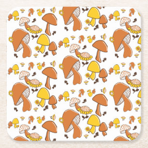 Porta-copo De Papel Quadrado Padrão Nostalgic Mushroom