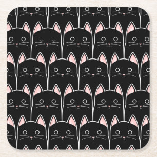 Porta-copo De Papel Quadrado Padrão para muitos gatos pretos