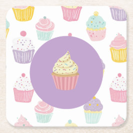 Porta-copo De Papel Quadrado padrão pastel do cupcake da parte do aniversário d