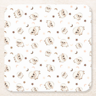 Porta-copo De Papel Quadrado Padrão Pastel Sheep