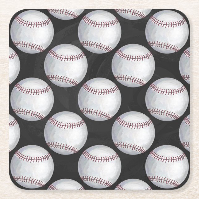 Porta-copo De Papel Quadrado Padrão pintado de beisebol (Frente)